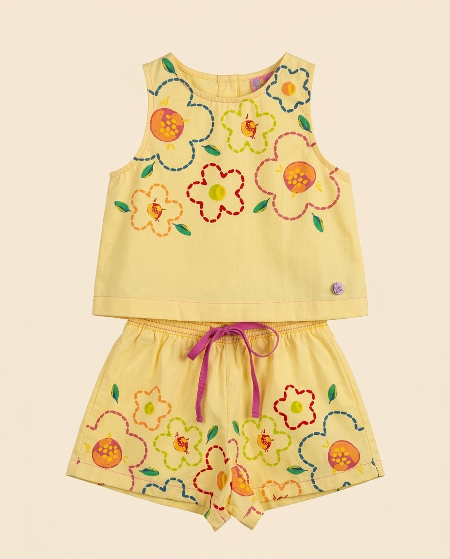 Conjunto amarelo floral