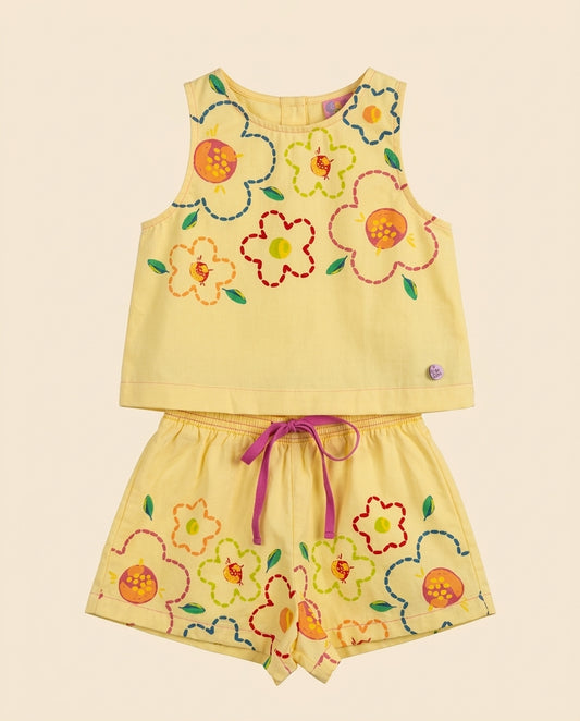 Conjunto amarelo floral