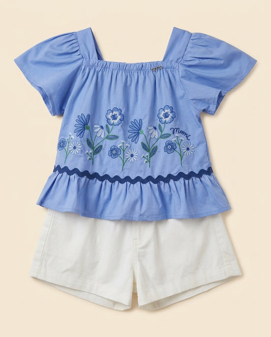 Conjunto azul bordado