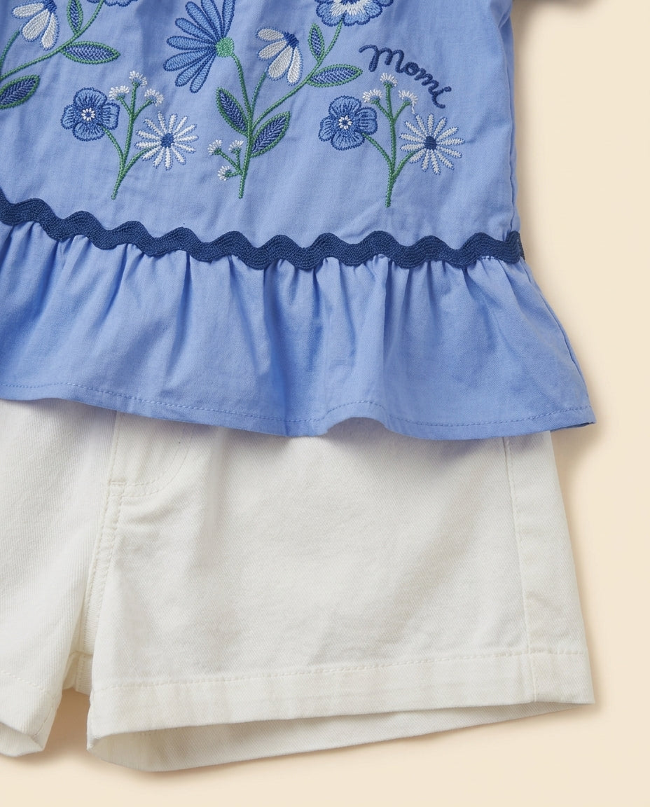 Conjunto azul bordado
