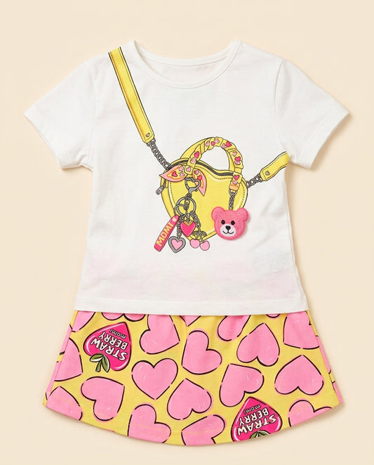Conjunto bolsa e corações