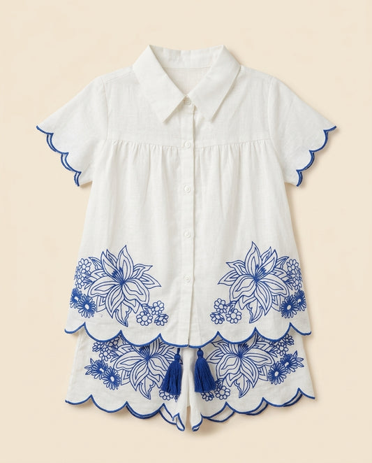 Conjunto bordado azul