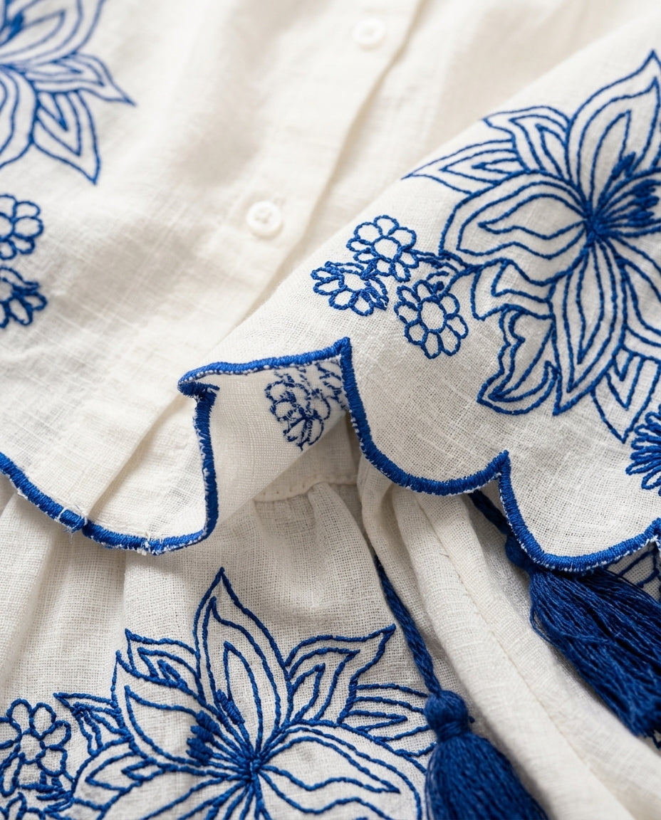 Conjunto bordado azul