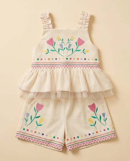 Conjunto bordado tulipas