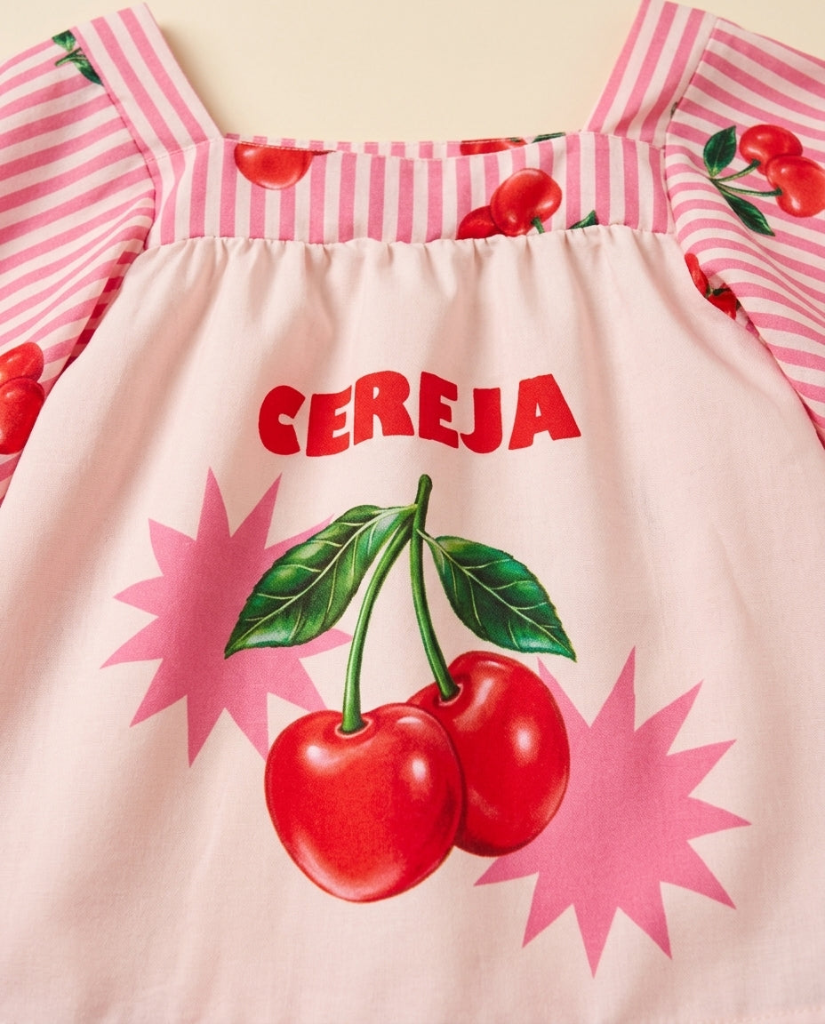 Conjunto cereja rosa