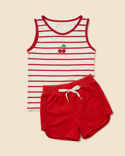 Conjunto cerejinha vermelho listrado
