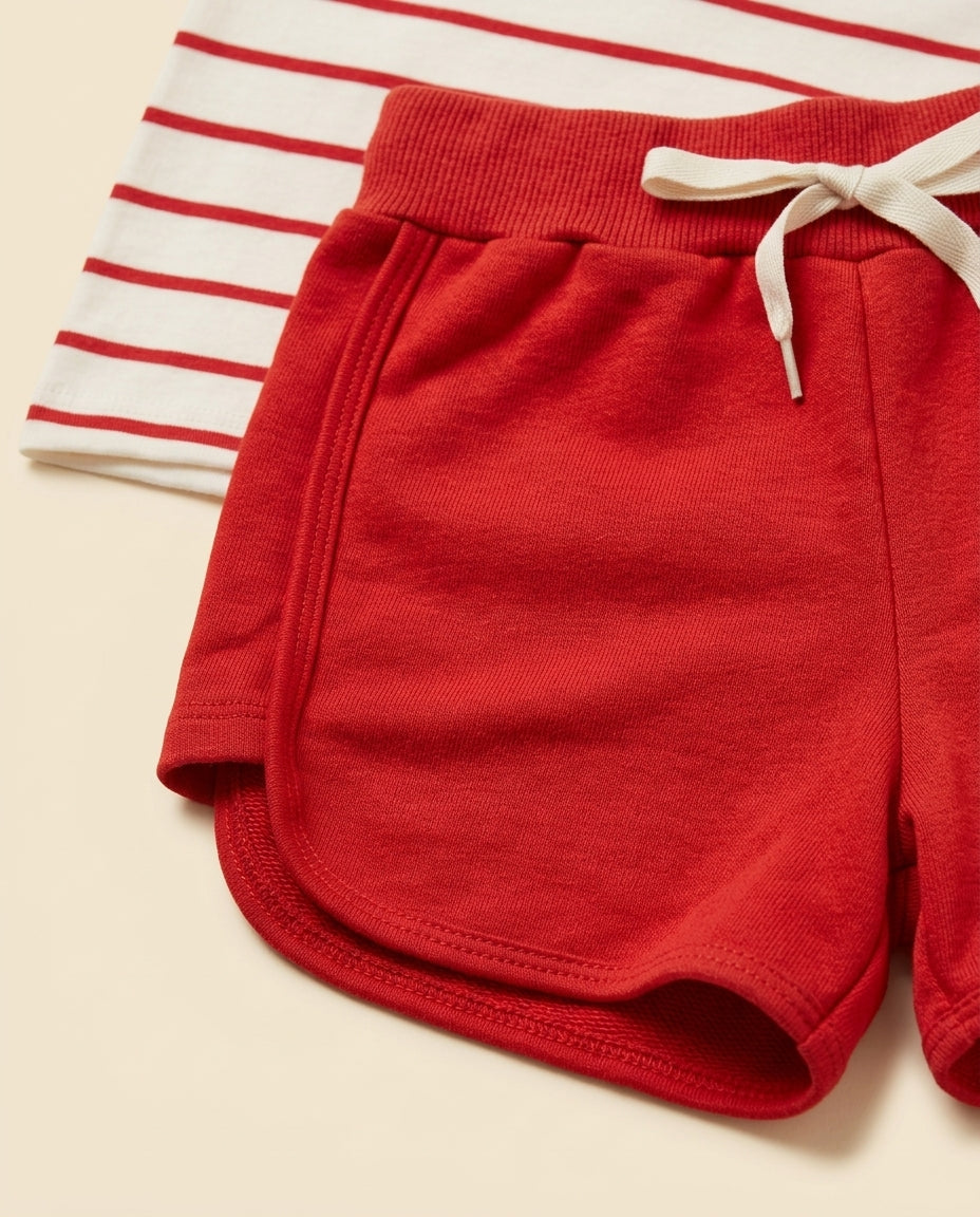 Conjunto cerejinha vermelho listrado