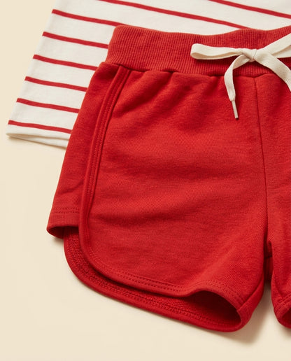 Conjunto cerejinha vermelho listrado