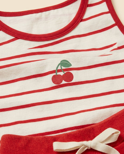 Conjunto cerejinha vermelho listrado
