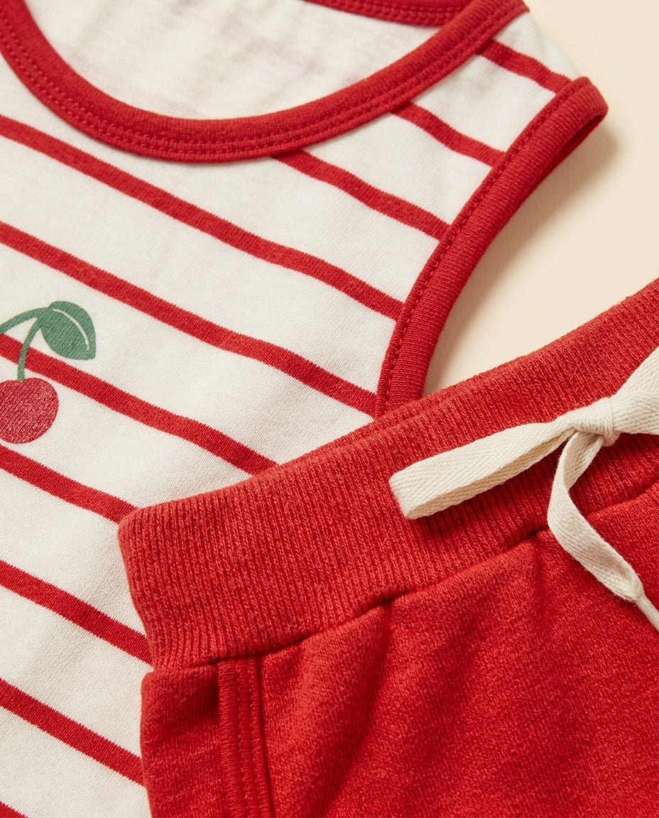 Conjunto cerejinha vermelho listrado
