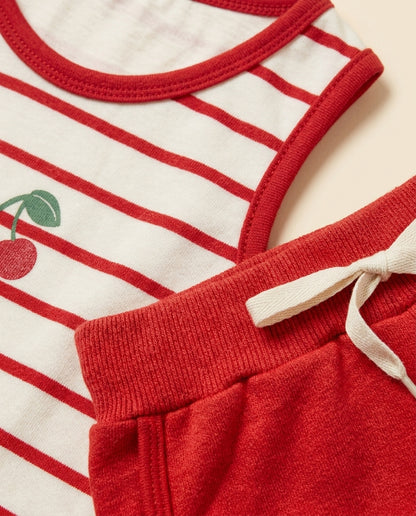 Conjunto cerejinha vermelho listrado