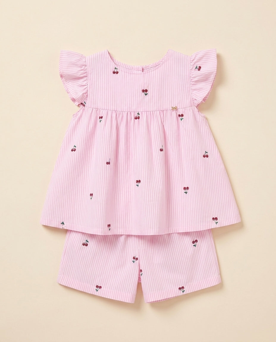 Conjunto cerejinhas rosa