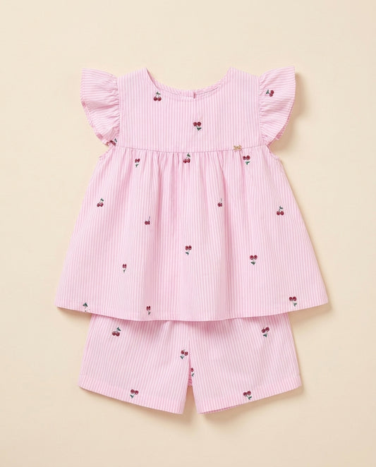 Conjunto cerejinhas rosa