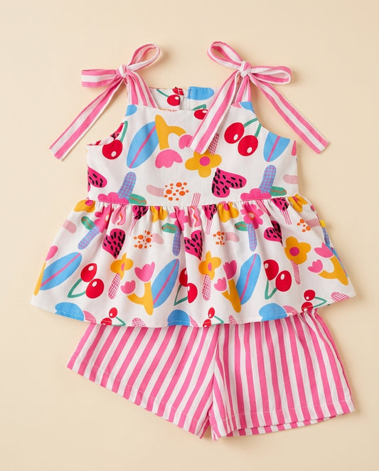 Conjunto estampado rosa