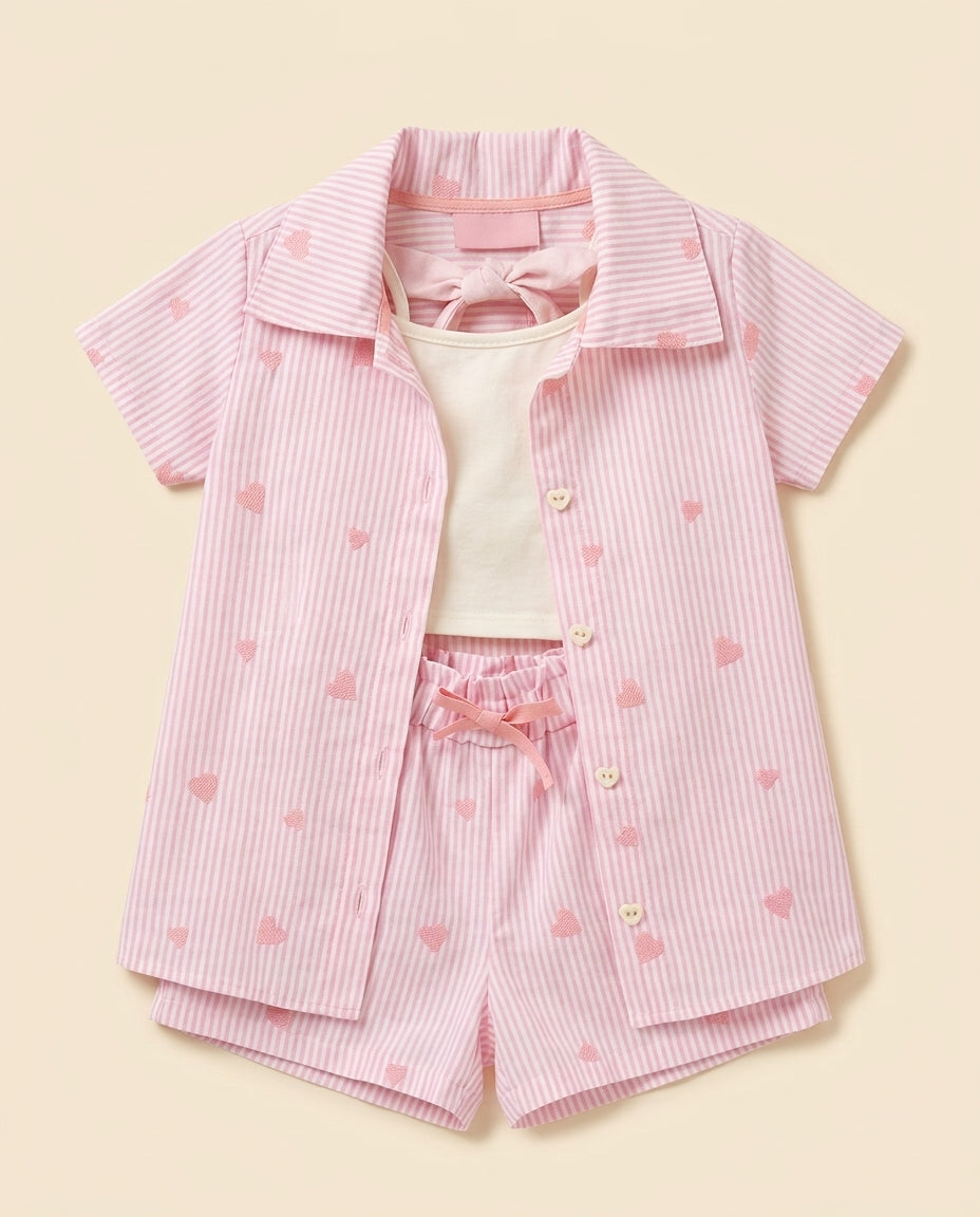 Conjunto listrado rosa