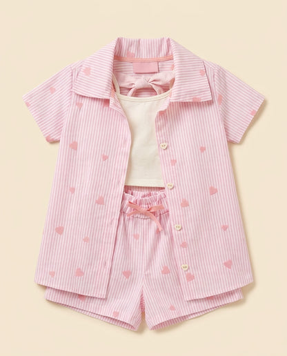Conjunto listrado rosa