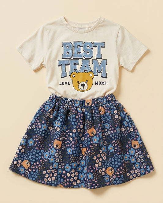 Conjunto ursinho floral