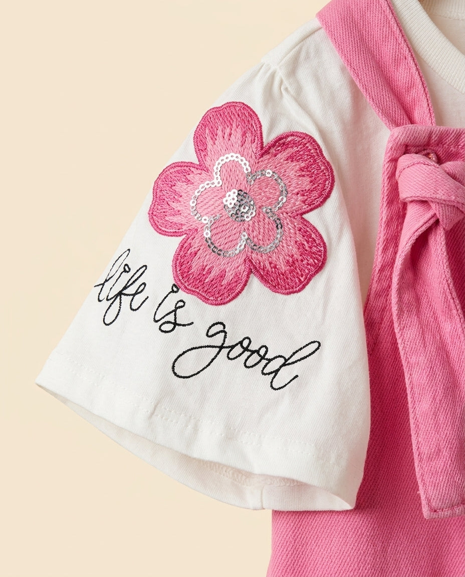 Jardineira rosa floral