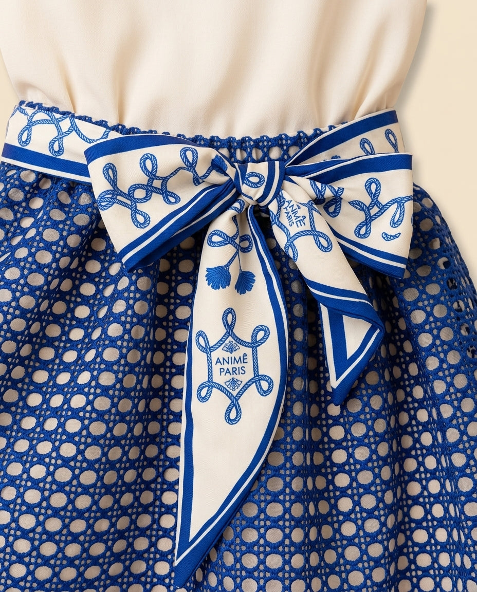 Vestido azul renda