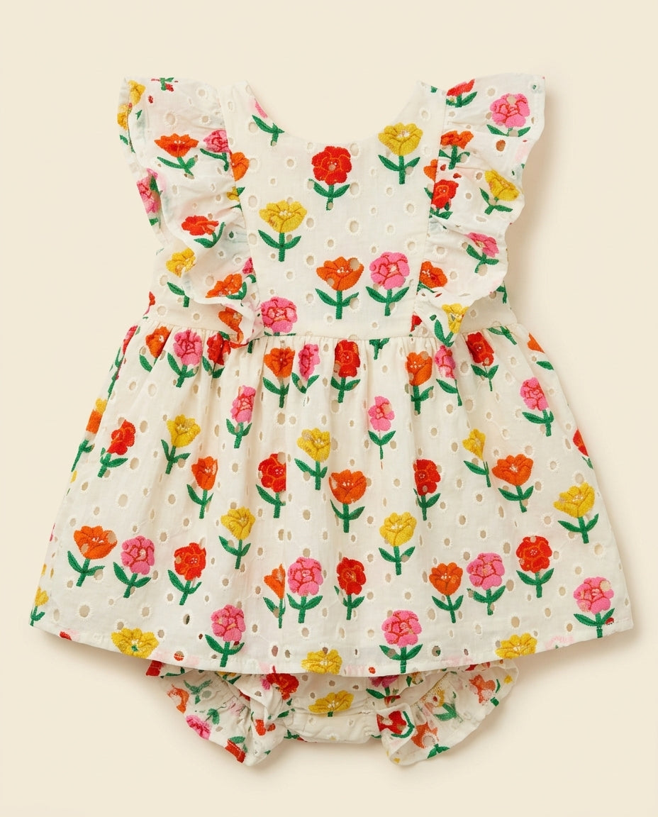 Vestido floral bordado