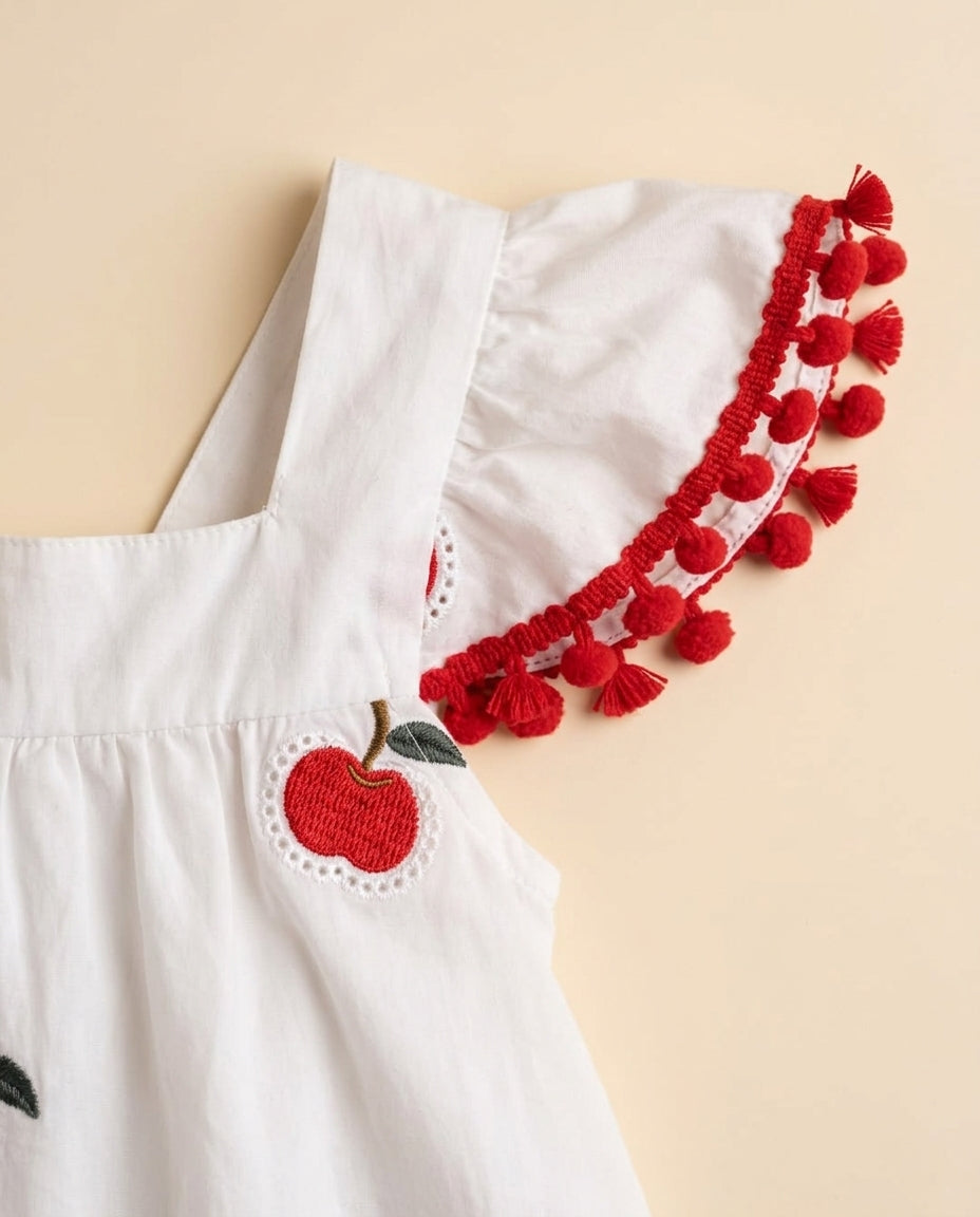 Vestido maçã bordada