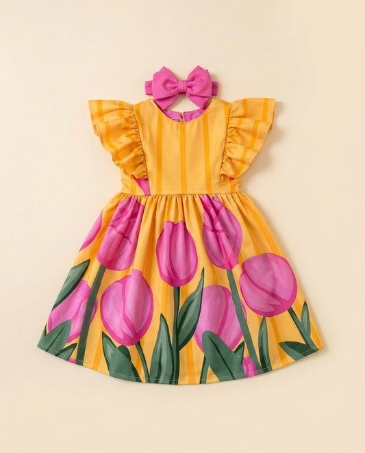 Vestido tulipas amarelo